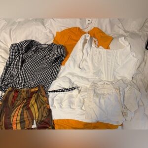 Assorted Clothing Bundle in White, Orange, and Multicolor